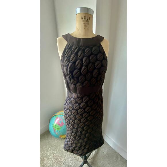Badgley Mischka Brown Metallic Textured Dress - Size 2 - Picture 1 of 9